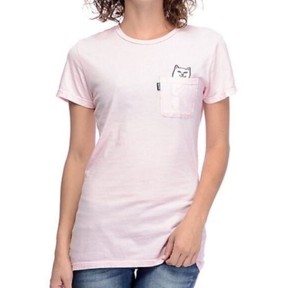 RipnDip NWOT Lord Nermal Baby Pink T-shirt Pocketed Bad Kitty Cap Sleeve Small - Picture 2 of 16